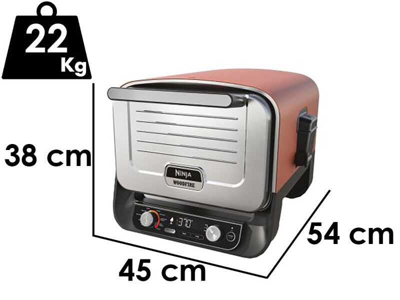 Ninja Woodfire OO101EU - Horno el&eacute;ctrico de exterior para pizza y asados
