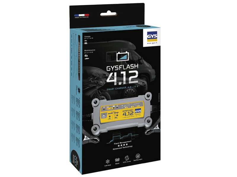 GYS Flash 4.12 - Cargador de bater&iacute;as y mantenedor de carga autom&aacute;tico - Bater&iacute;as 12V de 1.2 a 90 ah