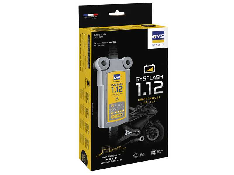 GYS Flash 1.12 - Cargador de bater&iacute;as y mantenedor autom&aacute;tico - Bater&iacute;as 12V de 1.2 a 32 ah