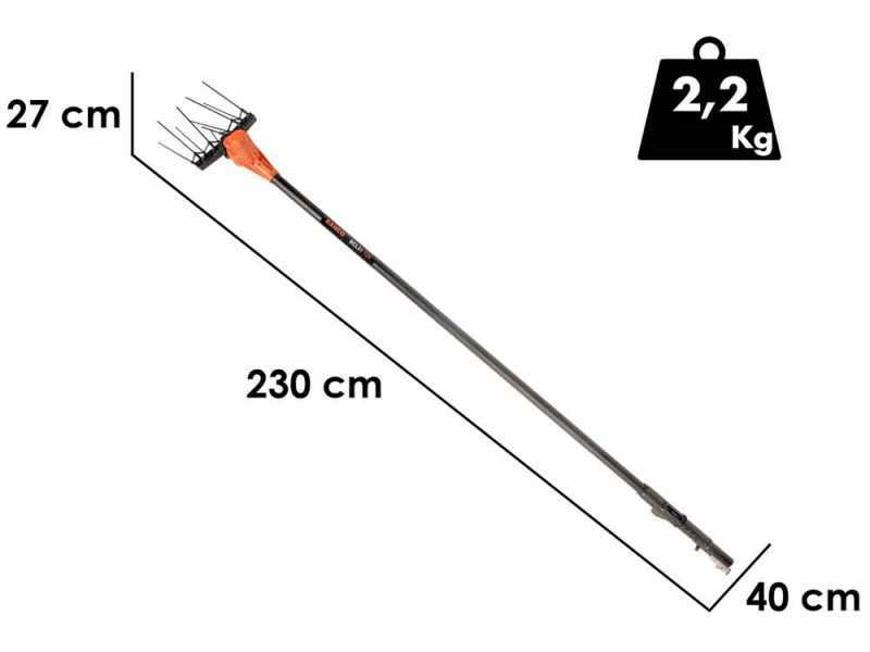 Bahco BCL51 12V - Vareador de aceitunas el&eacute;ctrico de bater&iacute;a - P&eacute;rtiga de aluminio - 230 cm