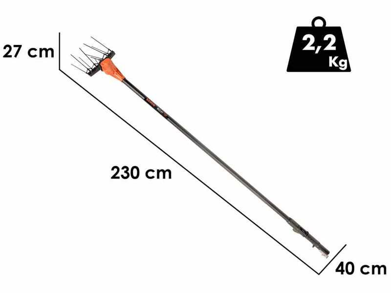 Bahco BCL51 12V - Vareador de aceitunas el&eacute;ctrico de bater&iacute;a - P&eacute;rtiga fija de aluminio + Alargadora - 230 + 100 cm