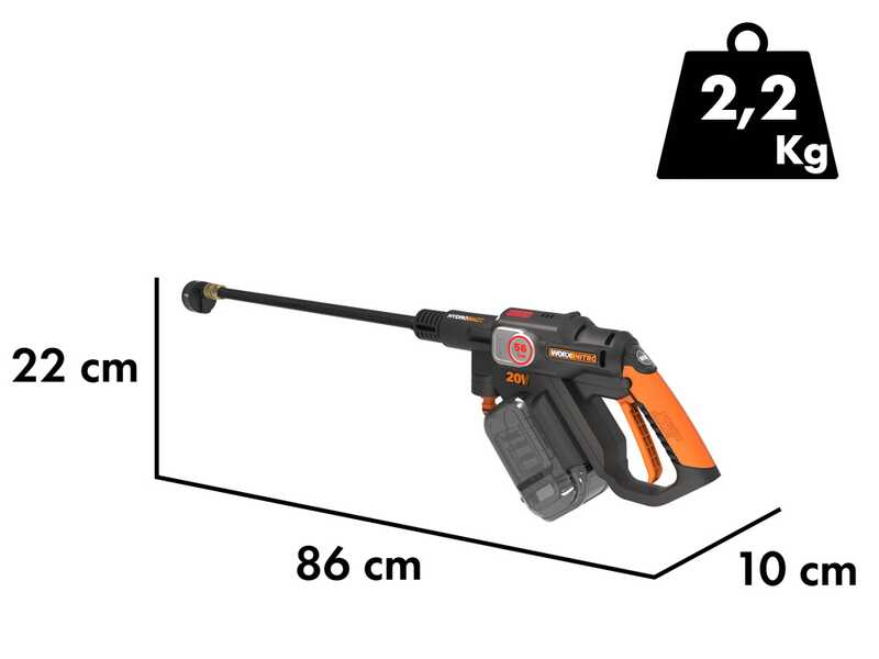 Worx Nitro HydroShot WG633E - Pistola hidrolimpiadora de bater&iacute;a - 20V/4Ah