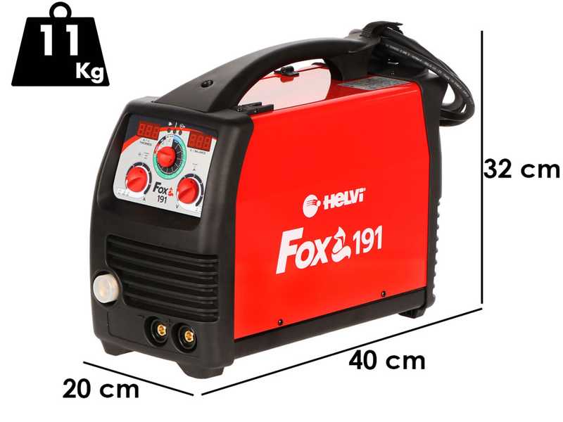 HELVI Fox 191 - Soldadora Inverter Multiproceso (MIG-MAG/MMA/TIG), corriente continua (DC)