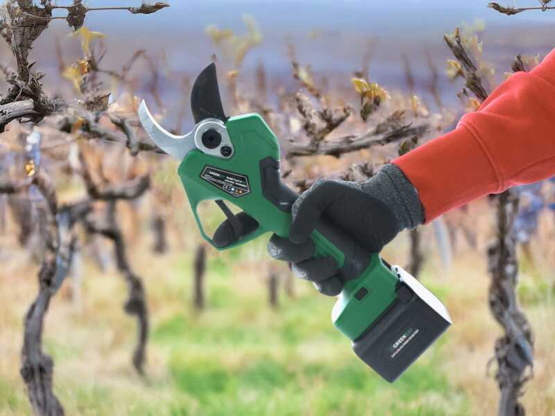 GreenBay TopCut 45 - Tijeras el&eacute;ctricas de poda con p&eacute;rtiga 150-210 cm - 2x 21.6V 4Ah - Di&aacute;metro de corte 45 mm
