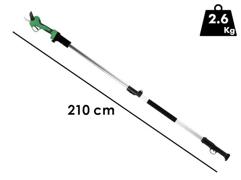 GreenBay TopCut 45 - Tijeras el&eacute;ctricas de poda con p&eacute;rtiga 150-210 cm - 2x 21.6V 4Ah - Di&aacute;metro de corte 45 mm