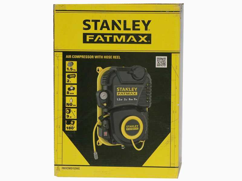 Stanley Wall Tech Pro - Compresor de aire el&eacute;ctrico monof&aacute;sico de pared, sin aceite - Motor 1.5 HP - 2 L