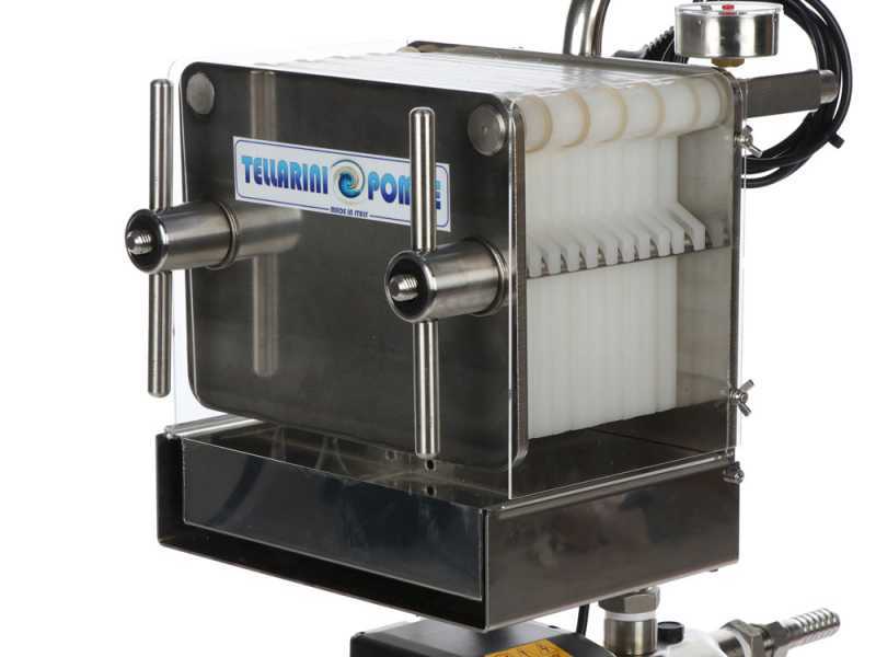 Tellarini CrystalPro Oil 10 - Filtro para aceite de cartones con carro - Bomba de acero inoxidable