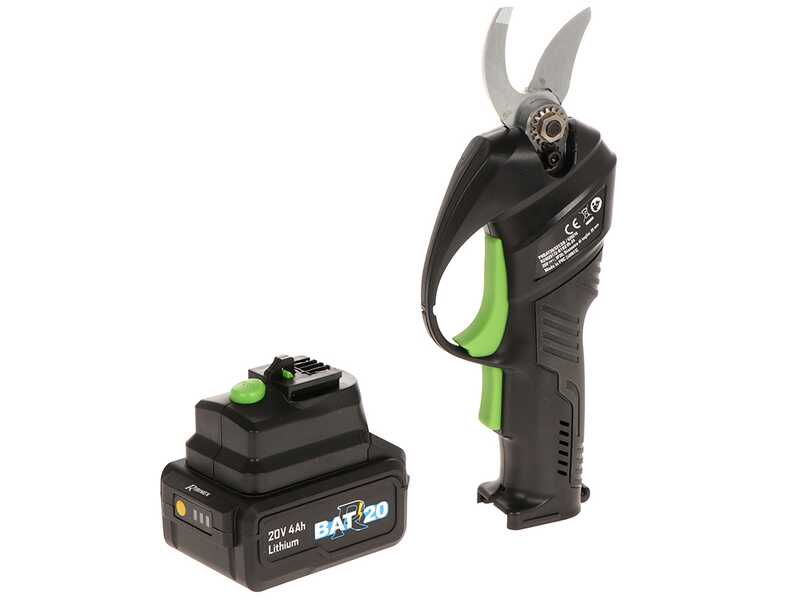 Ribimex PRBAT20/SEC - Tijeras el&eacute;ctricas de poda - 20V/4Ah - Di&aacute;metro de corte 25 mm
