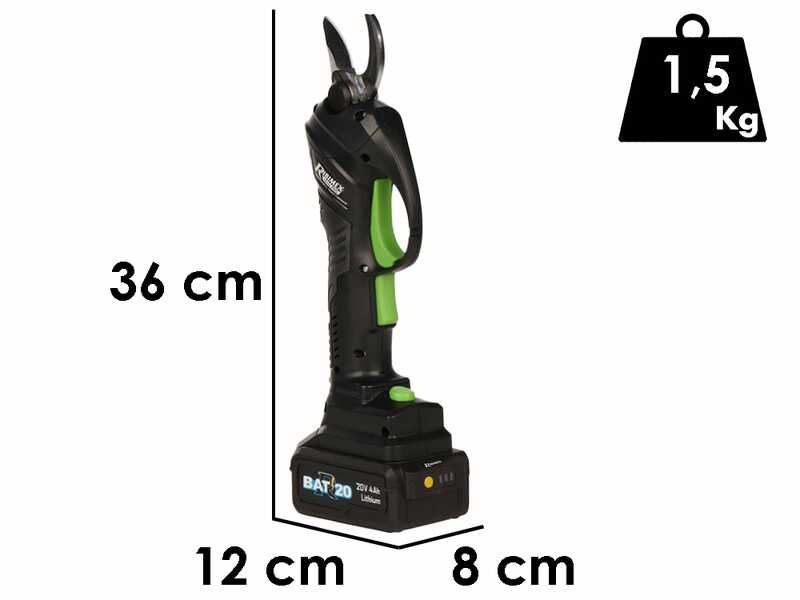 Ribimex PRBAT20/SEC - Tijeras el&eacute;ctricas de poda - 20V/4Ah - Di&aacute;metro de corte 25 mm