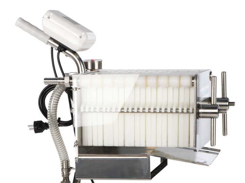 Tellarini CrystalPro Oil 20 - Filtro para aceite de cartones con carro - Bomba de acero inoxidable
