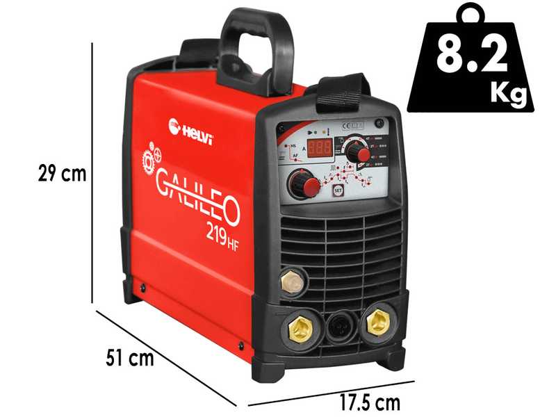 Helvi Galileo TIG 219 HF - Soldadora Inverter (MMA, TIG HF o LIFT) + Kit bolsa, corriente continua (DC)