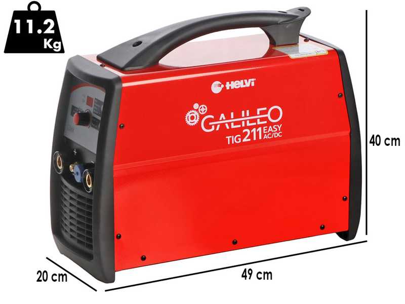 Helvi Galileo TIG 211 easy AC/DC - Soldadora Inverter (MMA, TIG HF o LIFT) + KIT, corriente alterna/continua (AC-DC)