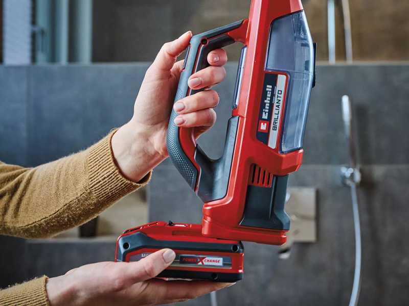 Einhell BRILLIANTO - Limpiacristales de bater&iacute;a - Aspirador de gotas port&aacute;til - 18V/2,5Ah