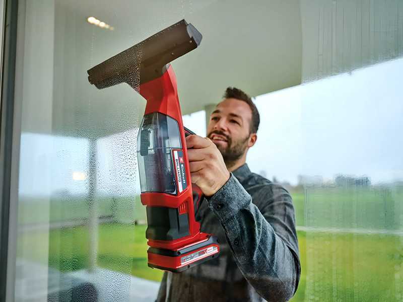 Einhell BRILLIANTO - Limpiacristales de bater&iacute;a - Aspirador de gotas port&aacute;til - 18V/2,5Ah