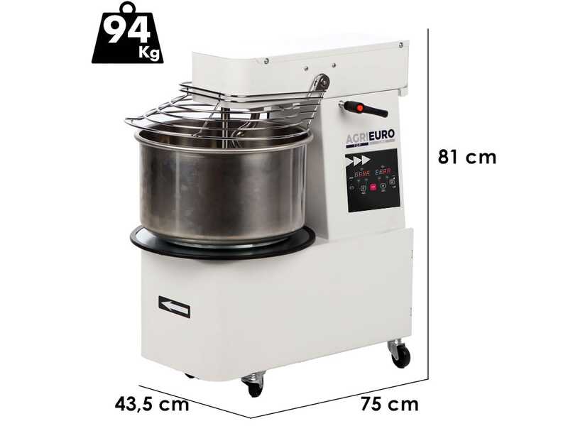 Mixer 3000 T-2G Deluxe DIG - Amasadora de espiral abatible - 24 Kg trif&aacute;sica de 2 velocidades - Pantalla digital