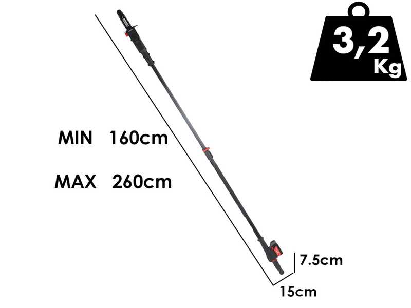 Zanon ZP 190LP - Podadora de bater&iacute;a con p&eacute;rtiga telesc&oacute;pica - 18 V 5 Ah