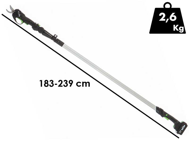 Ribimex PRBAT20/SEC - Tijeras el&eacute;ctricas de poda con p&eacute;rtiga 147-203 cm - 20V/4Ah