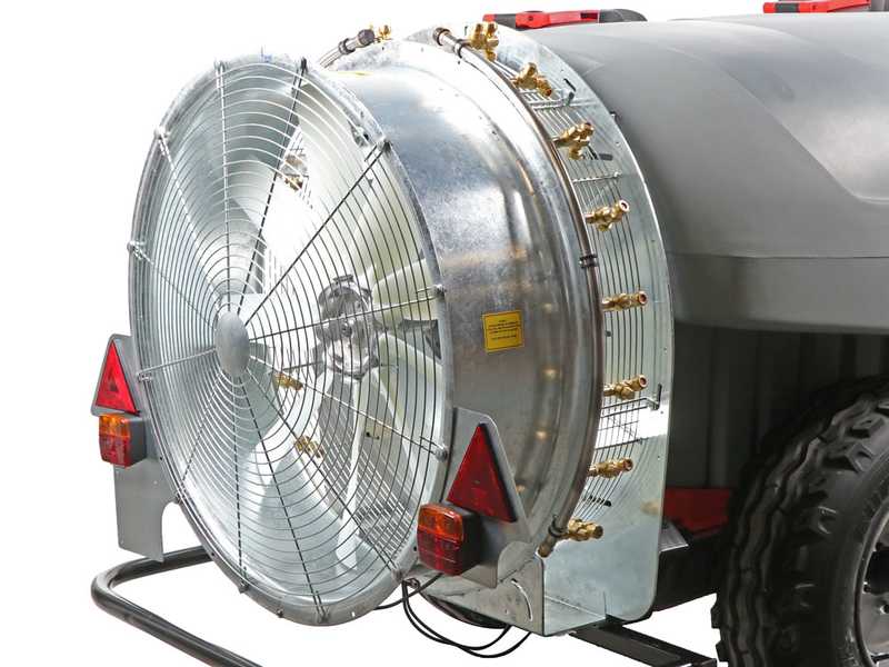 Atomizador de arrastre Gray T Car 1500/90 con enganche para tractor para tratamientos fitosanitarios - Capacidad 1500L - Bomba AR1203