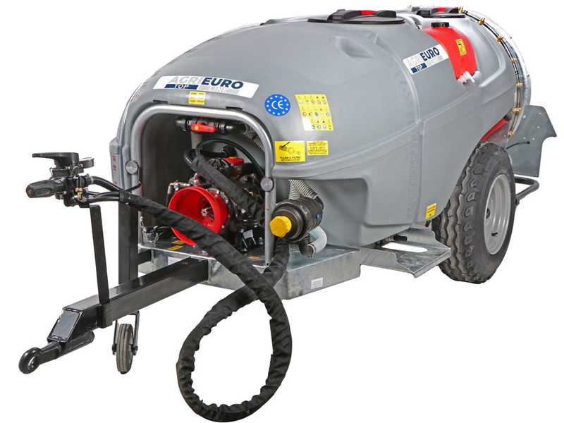 Atomizador de arrastre Gray T Car 1500/90 con enganche para tractor para tratamientos fitosanitarios - Capacidad 1500L - Bomba AR1203