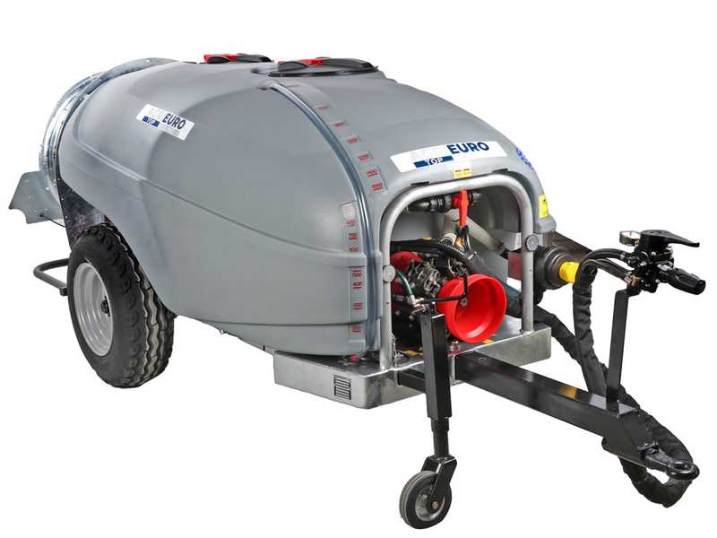 Atomizador de arrastre Gray T Car 1500/90 con enganche para tractor para tratamientos fitosanitarios - Capacidad 1500L - Bomba AR1203