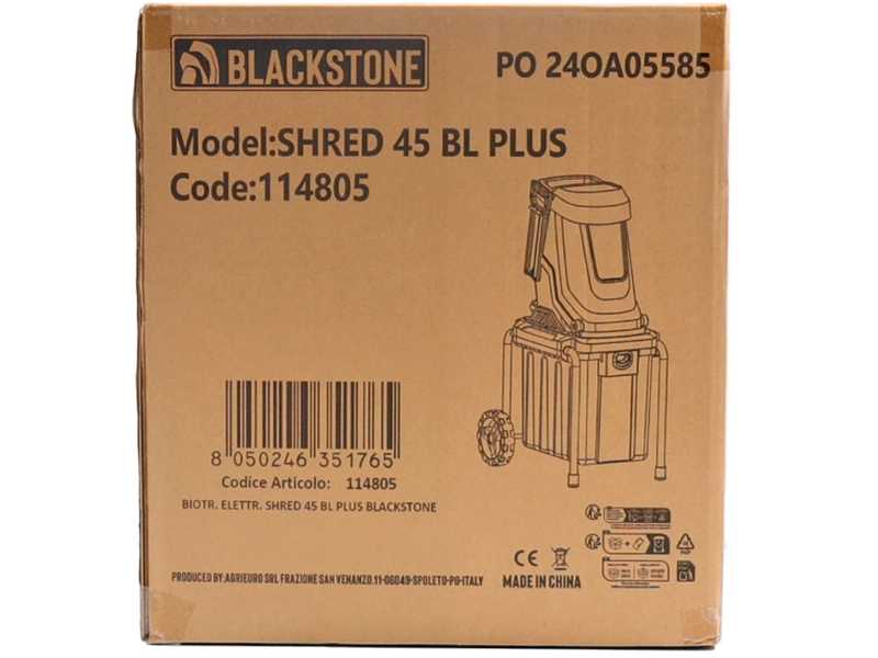 BlackStone SHRED 45 BL PLUS - Biotrituradora el&eacute;ctrica - Cuchillas reversibles - Recogedor