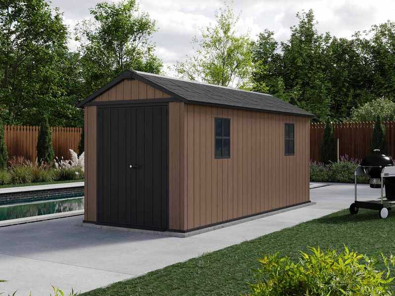 Keter Newton plus 7515/1575 - Caseta de jard&iacute;n - Con puerta de doble hoja y ventanas - 230x476x246 cm