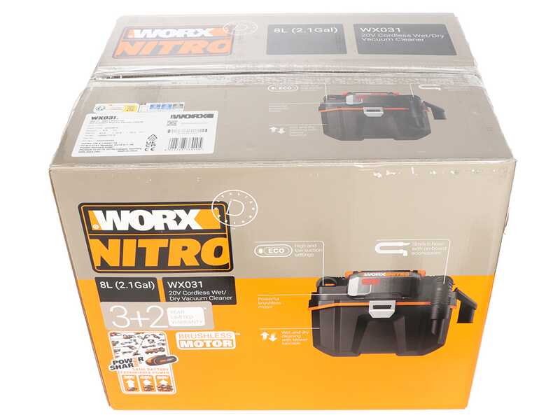 WorxNitro  WX031 - Aspirador de s&oacute;lidos y l&iacute;quidos port&aacute;til de bater&iacute;a - 20V 4.0Ah