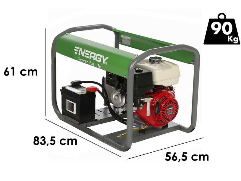 Energy EY-5,5MBE-A - Generador de corriente de gasolina - 4,4 Kw - Continua 3,9 kW Monof&aacute;sica + ATS