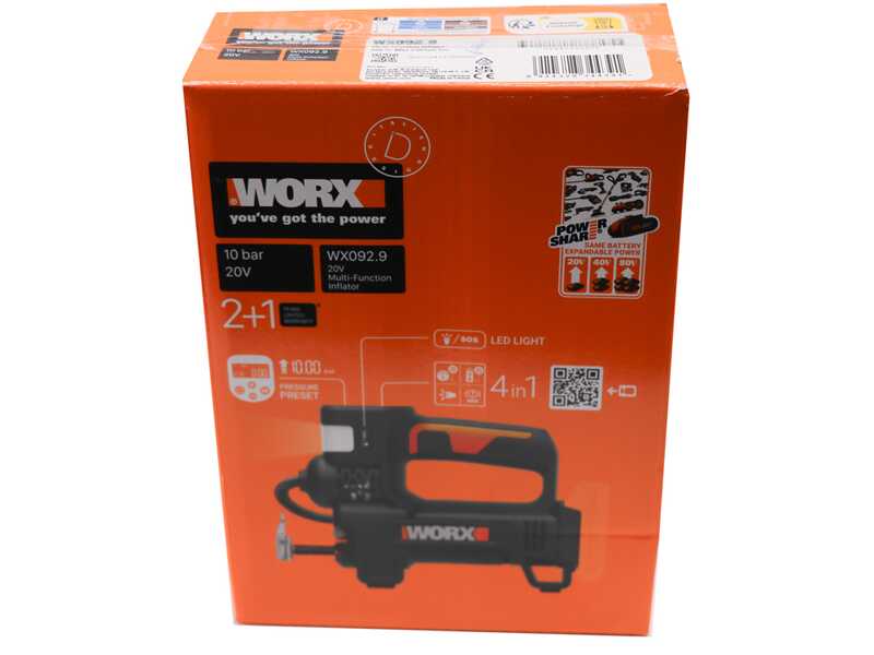 Worx WX092.9 - Compresor el&eacute;ctrico de bater&iacute;a - BATER&Iacute;A Y CARGADOR NO EST&Aacute;N INCLUIDOS