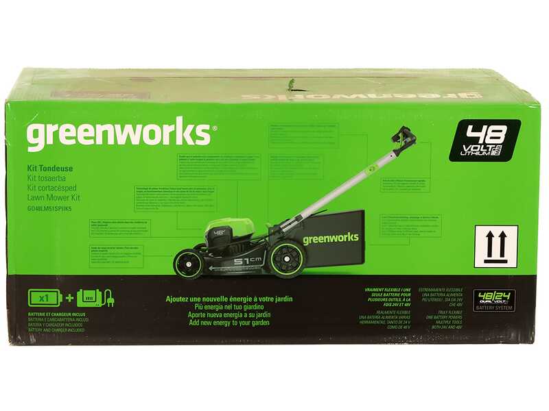 Greenworks GD48LM51SPIIK5 - Cortac&eacute;sped autopropulsado de bater&iacute;a - 48V/5Ah - Corte 51 cm