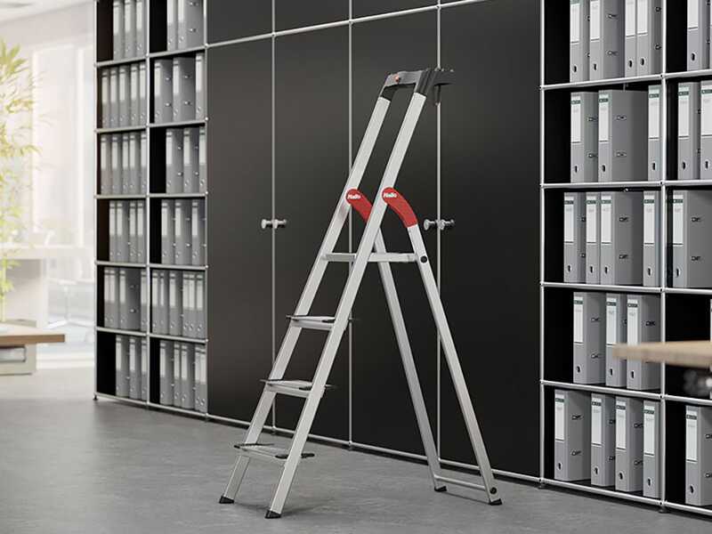 Hailo ProfiStep XXL, 4 pelda&ntilde;os, 1.46 m - Escalera de aluminio con caballete