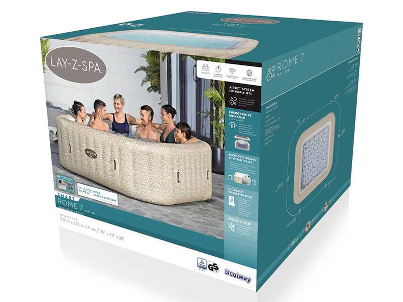 Bestway Lay-Z-Spa Roma AirJet 6001M - 201x201x71 cm - Piscina hidromasaje spa para 5-6 personas