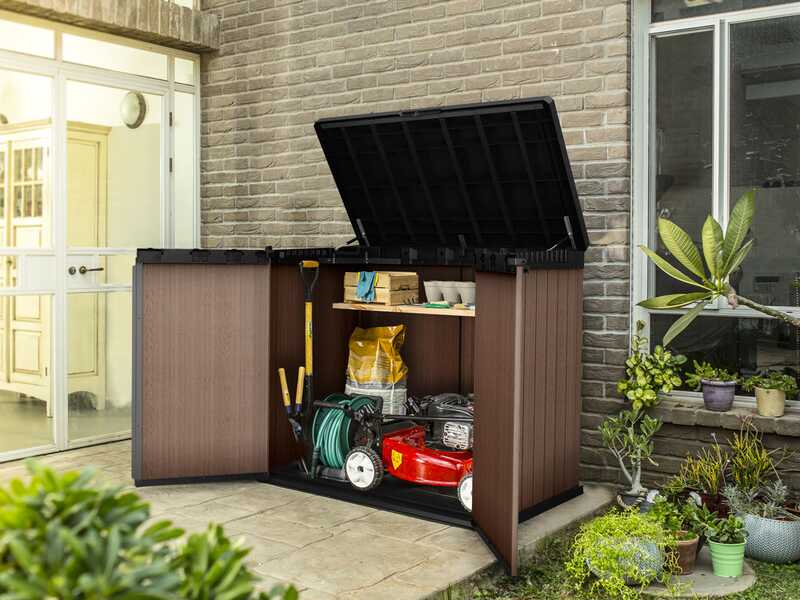Keter Store it Out Darwin marr&oacute;n - Armario de jard&iacute;n para herramientas
