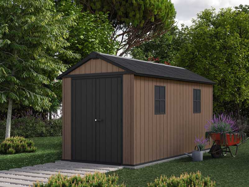 Keter Newton plus 7513/1375 - Caseta de jard&iacute;n - Con puerta de doble hoja y ventanas - 230x413x246 cm