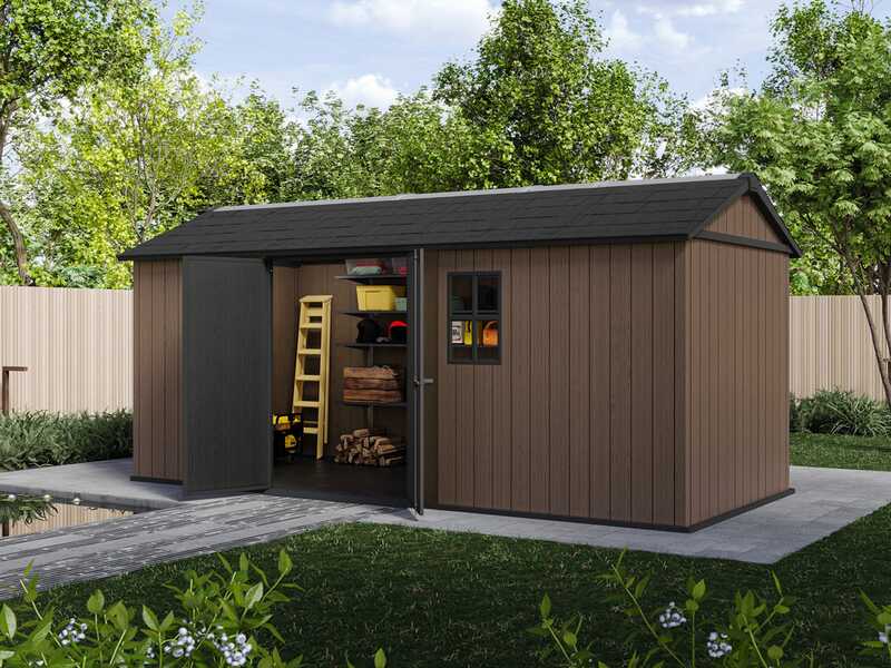 Keter Newton plus 7517/1775 - Caseta de jard&iacute;n - Con puerta de doble hoja y ventanas