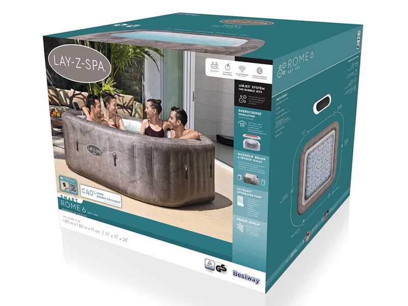 Bestway Lay-Z-Spa Roma AirJet 6001K - 180x180x71 cm - Piscina hidromasaje spa para 5-6 personas