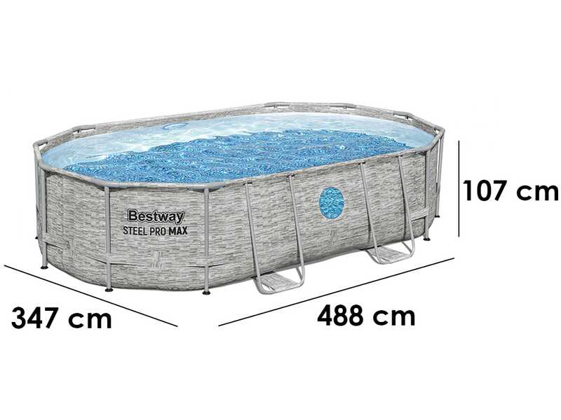 Bestway Steel Pro Max Splashview 56946 - 488x305x107 cm - Piscina ovalada para 7-8 personas