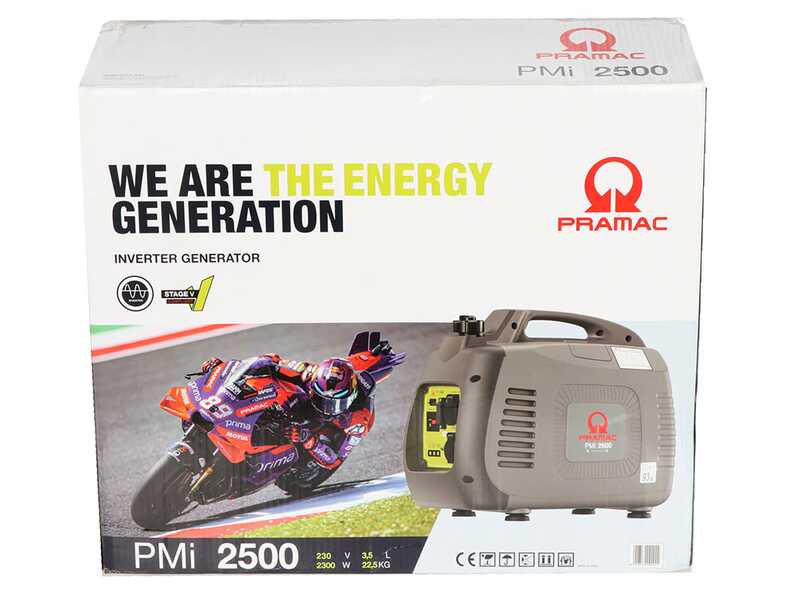 Pramac PMi2500 - Generador de corriente silencioso port&aacute;til con inversor 2.3 kW - Continua 2 kW Monof&aacute;sica