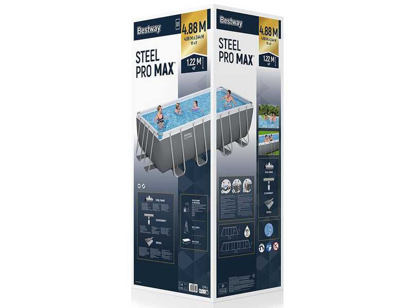 Bestway Steel Pro Max 56670 - 488x244x122 cm - Piscina desmontable para 5-6 personas
