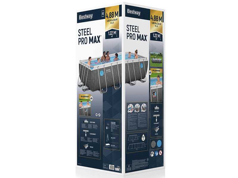 Bestway Steel Pro Max Splashview 561MB - 488x244x122 cm - Piscina desmontable para 5-6 personas