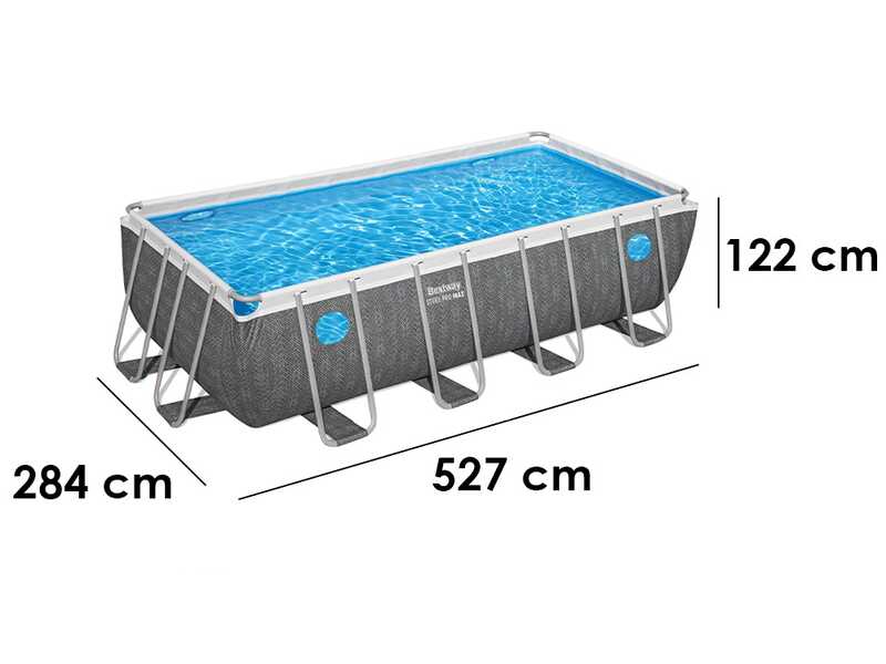 Bestway Steel Pro Max Splashview 561MB - 488x244x122 cm - Piscina desmontable para 5-6 personas