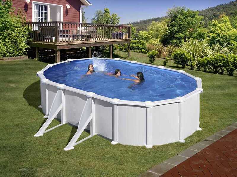 Gre Atlantis Ovalada 610x375x120cm - Piscina desmontable de acero - Filtro Aqualoon
