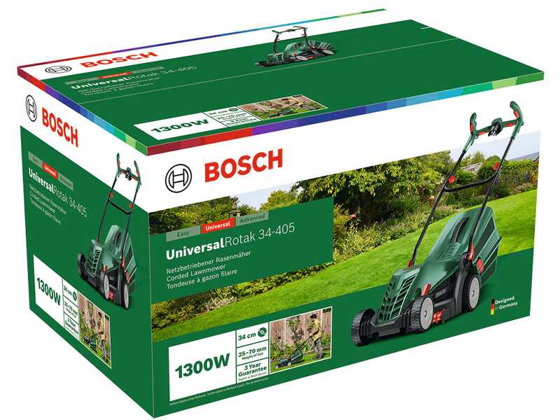 Bosch UniversalRotak 34-405 - Cortac&eacute;sped el&eacute;ctrico - 1300 W - Corte 34 cm