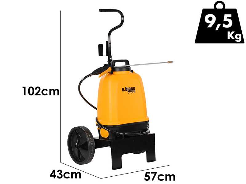 Volpi V-BLACK VITA 12 - Pulverizador el&eacute;ctrico a bater&iacute;a de mochila y carrito - Con tubo de 2 m