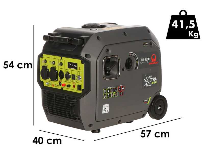 Pramac PMi 4500 - Generador de corriente inverter con ruedas 4,2 kW - Continua 3,8 kW Monof&aacute;sica