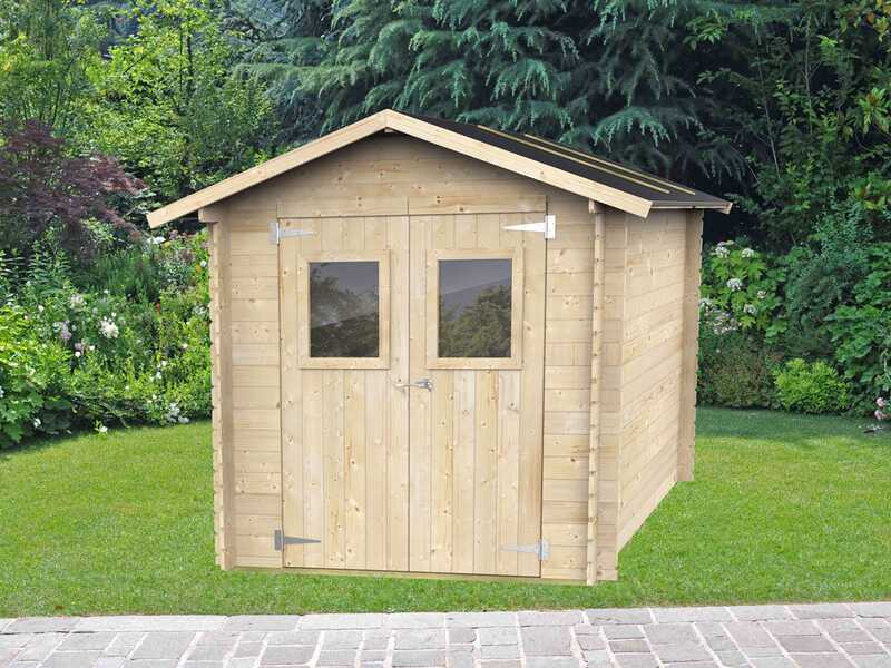 Alce Roby 198x198 - Caseta de jard&iacute;n de madera - Con ventanas y puerta de doble hoja - 198x198x215 cm