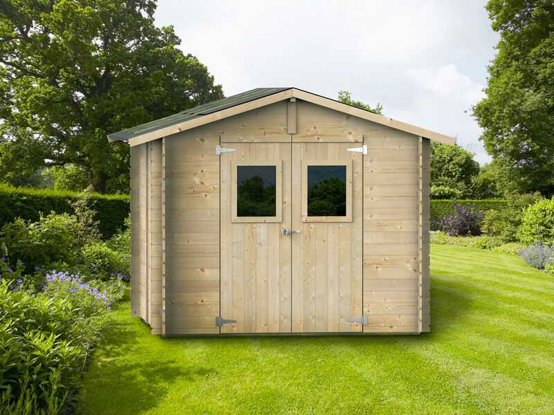 Alce Hobby 248x248 - Caseta de jard&iacute;n de madera - Con ventanas y puerta de doble hoja - 248x248x217 cm