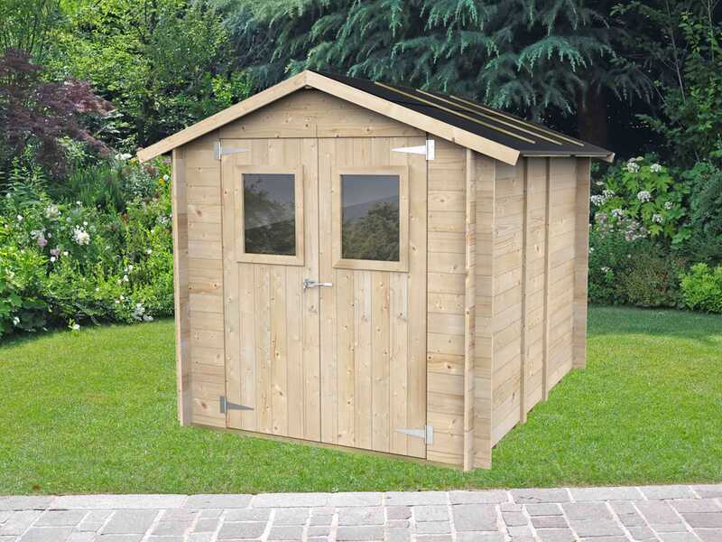 Alce Hobby 198x248 - Caseta de jard&iacute;n de madera - Con ventanas y puerta de doble hoja - 198x248x215 cm