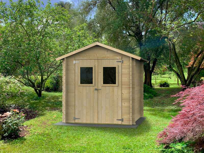 Alce Hobby 198x198 - Caseta de jard&iacute;n de madera - Con ventanas y puerta de doble hoja - 198x198x215 cm