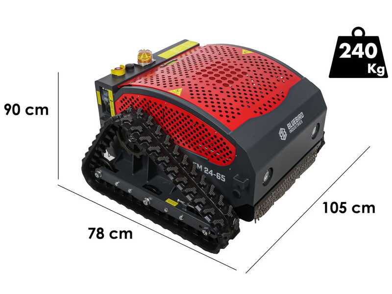 Blue Bird FM 24-65 - Robot desbrozador de orugas h&iacute;brido (de gasolina + bater&iacute;a) - Control remoto